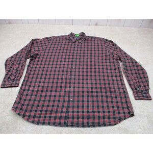 Ralph Lauren Shirt Men 3XLT Tall Red Black Plaid Flannel Casual Button Up